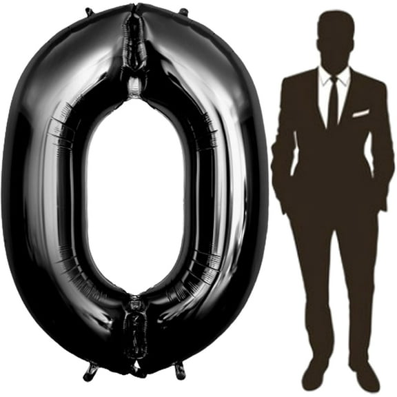 60 Inch Black Number Balloon Large Foil Number Balloons With Base, 0-9 Big Number Balloons for Birthday Party Supplies Decorations