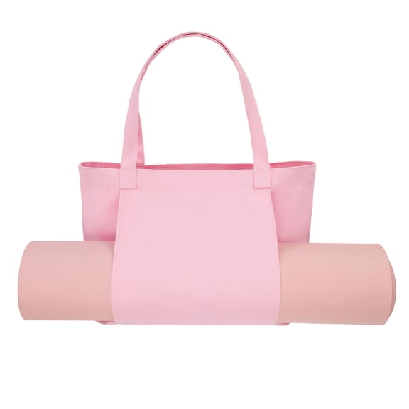 Yoga Bag for Women, 1 Pcs Tote Bag with Yoga Mat Bags Carrier Pilates Shoulder Canvas & Pink - Fitting for (Office/Outdoor/Gym/Training/Travel/Pilates/Workout)