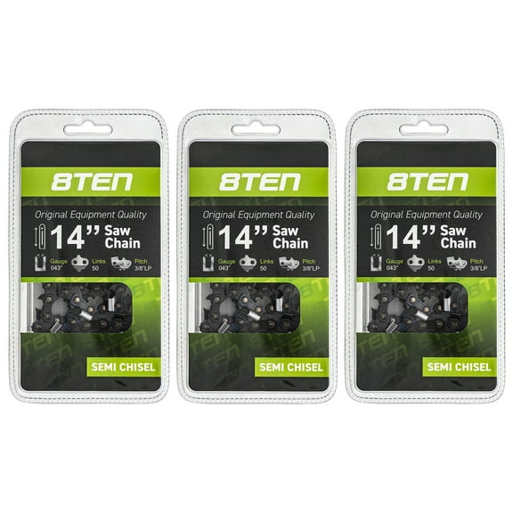 8TEN Chainsaw Chain 14 inch .043 3/8 LP 50DL for Husqvarna Stihl 3 Pack 810-CCC2237H