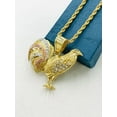 thumbnail image 3 of Medalla del Gallo de Tres Colores CZ para Mujer y Hombre Rope Chain Necklace 24" for Mens 18K Gold Filled Chicken Rooster Pendant Necklace, 3 of 8