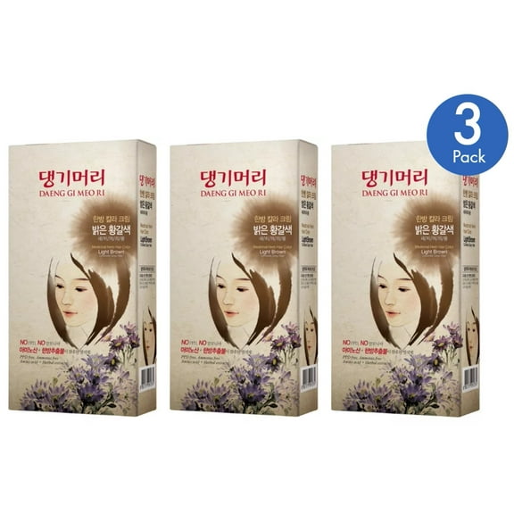 Daeng Gi Meo Ri Medicinal Herb Hair Color Dye (Light Brown) - 3 Pack