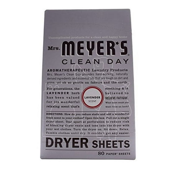 Mrs. Meyer's Clean Day Dryer Sheets - Static Control, Lavender Scent - 80 Count