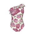 thumbnail image 5 of Wukai Rose Flowers Chic One Shoulder Swimwear with Ruffle Design and Tummy Control Skirt: Fashionable, Supportive, Comfortable for Beach-Large, 5 of 7