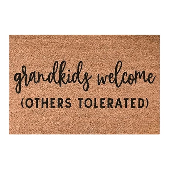 Grandkids Welcome Doormat Entrance Front Door Mat for Home Bedroom Decor Non Slip Rug Decorative Accessories 24×16 Inches Happy Day!