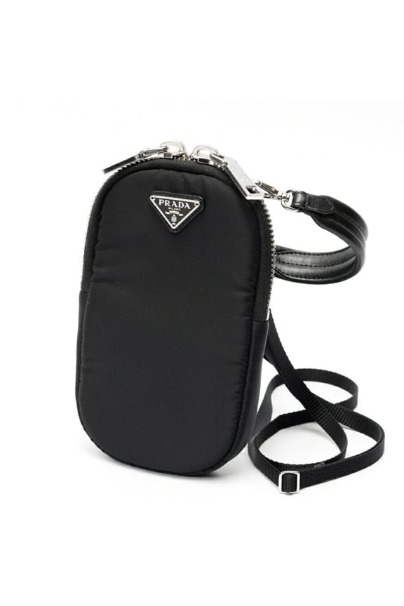Pre-Owned Prada phone holder shoulder pouch 1DH030, nylon, black