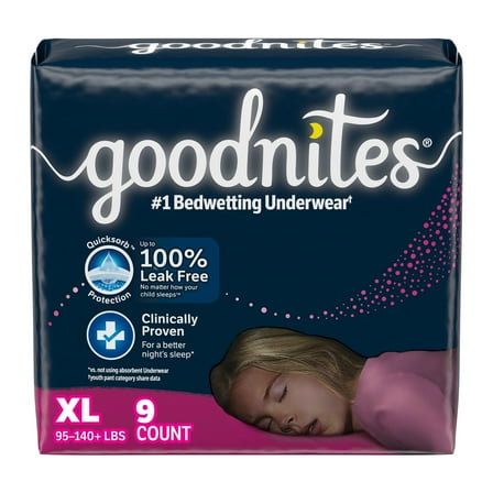 GoodNites Youth Absorbent Underwear X-Large 95 to 140 lbs. 55593, 36 Ct