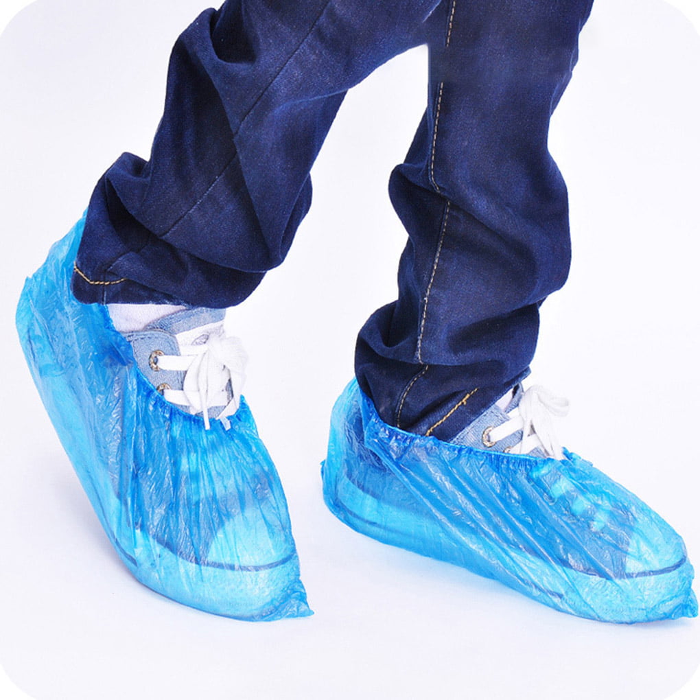 100-1000Pcs Plastic Waterproof Disposable Shoe Covers Blue Shoe Covers Overshoes 