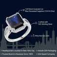 thumbnail image 2 of Gem Stone King 5.00 Cttw Blue Simulated Sapphire Ring for Women in 925 Sterling Silver | 12X10MM Emerald Cut | Available in Size 5, 6, 7, 8, 9, 2 of 6