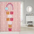thumbnail image 2 of Manfei Kawaii Hopscotch Shower Curtain 72Wx78L, Cartoon Rainbow Bath Curtain, Pink, 2 of 5