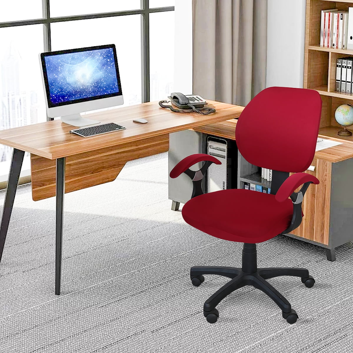 Home Office Chair Cover Split Slipcover Computer Rotating Desk Task Seat Covers 