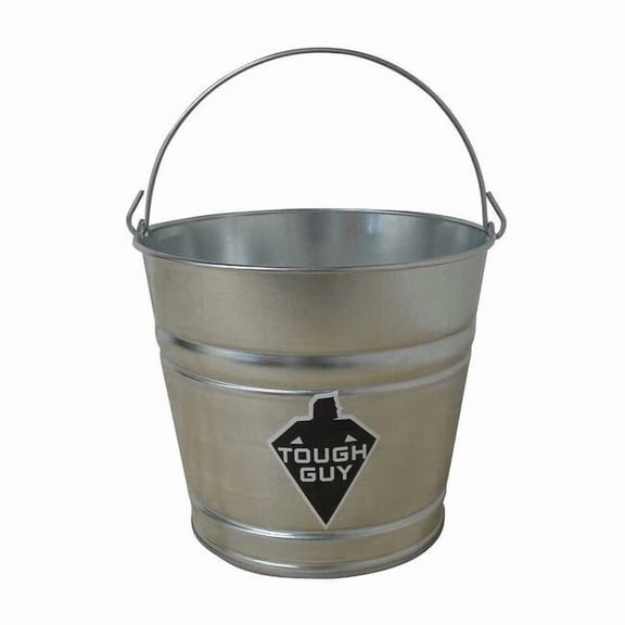 2 gal Round Bucket, 9 in H, 10 in Dia, Silver, Galvanized Steel