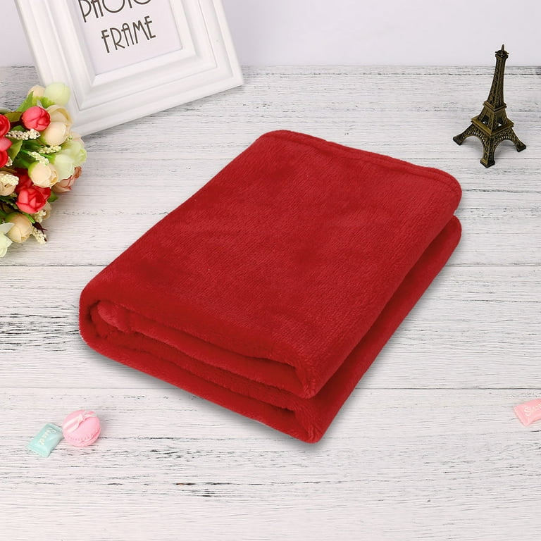 Clearance Items on Sale Under 50x70cm Fashion Solid Soft Throw Kids Blanket Warm Coral Plaid Blankets Flannel Surpdew WWY, Red