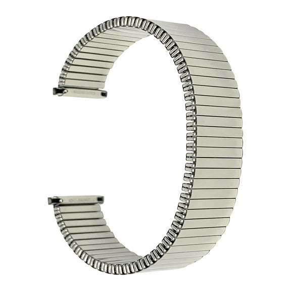 Bandini Silver Tone Mens 18mm Stainless Steel Stretch Metal Replacement Expansion Watch Band, Metal Stretch Strap - Compatible with Traditional and Smart Watches