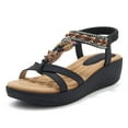 thumbnail image 4 of kamemir Women's Sandals Women’s Brooklyn Low Wedges, Platform Sandals(Black,6), 4 of 6