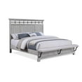 thumbnail image 2 of Unique 1pc Rustic Light Gray Finish King Size Panel Built-in Bench Bed Set Solid Wood Furniture, 2 of 5