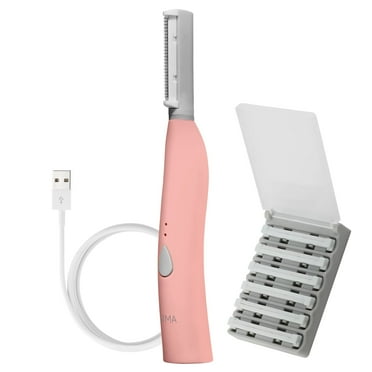Spa Sciences SIMA Dermaplane Razor, 2 in 1 Exfoliation and Hair Removal, 3 Speed, Includes 7 Tips, Rechargeable, Pink