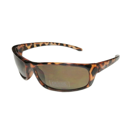 New Guess 6250 Mens Wrap Full-Rim 100% UVA & UVB Tortoise Sporty Budget Male Light Style Wrap Hot Shades Sunnies Frame Brown Lenses 63-16-125 Sunglasses/Sun Glasses