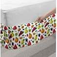 thumbnail image 2 of Fruits Bed Skirt, Grapes Kiwi Orange Lemon Pear Watermelon Slice Strawberry Tasty Theme Print, Elastic Bedskirt Dust Ruffle Wrap Around for Bedding Decor, 4 Sizes, White Multicolor, by Ambesonne, 2 of 2