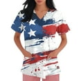 thumbnail image 3 of JULMCOMO Nurse Scrubs Top for Women,2024 Spring American Flag Stars Stripes Graphic Cross V Neck Short Sleeve Medical Shirt Stretchy Work Uniform Yellow M, 3 of 4