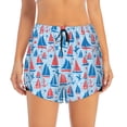 thumbnail image 2 of KLL Sailboats On A Waves Pattern Shorts Women,Athletic Shorts High Waisted Running Shorts Pocket Sporty Short Gym Elastic Workout Shorts-Medium, 2 of 7