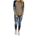 thumbnail image 2 of Women Loose T-Shirt Pullover Long Sleeve Splice Patchwork Blouse Women Stripe Flowy Top Casual Loungewear Basic Tee Tops, 2 of 6