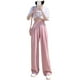 thumbnail image 2 of Pantalones de pierna ancha para mujer, de verano, finos, de cintura alta, drapeados, informales, estilo japonés, estilo perezoso, 2 of 2