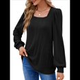 thumbnail image 3 of Camisas Tipo Túnica para Mujer, Camisas Holgadas de Larga, Camisas de Cuello Cuadrado Negro XXL, 3 of 8