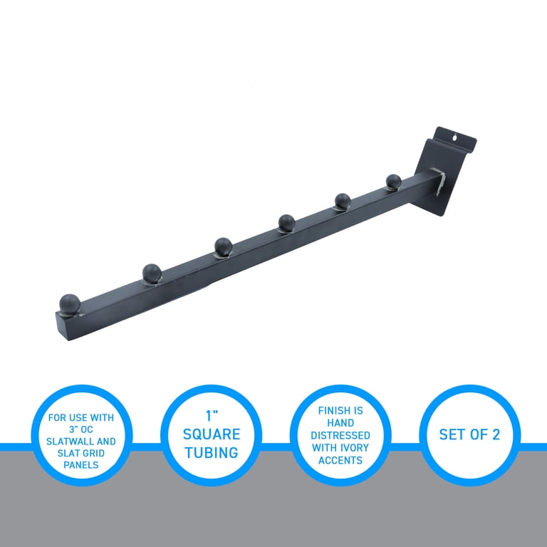 SSWBasics Black 5-J-Hook Waterfall For Slatwall - Pack Of 10- Black Metal Waterfall Slatwall Hooks - Sturdy Retail Hooks For Slatwall - Durable Slatwall Hooks & Hangers For Retail Display