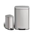 thumbnail image 1 of Stainless Steel Trash Can Combo Set, 13 Gallon and 2.6 Gallon White Garbage Bin with Removable Inner Bucket, Anti-Fingerprint Pedal Trash Can for Kitchen, Bathroom, Office, 1 of 10