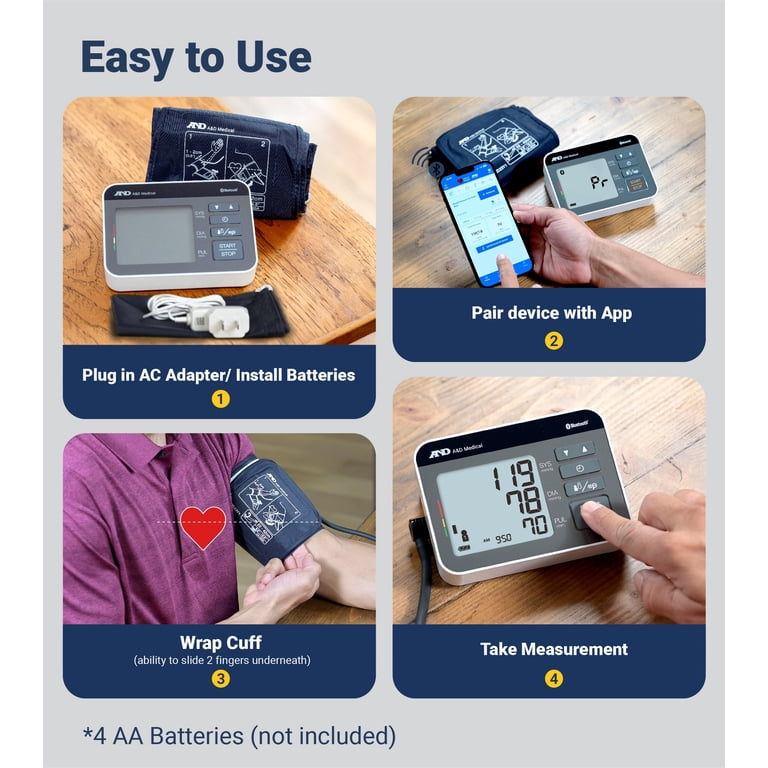 A&D Medical UA-810BLE Wide Cuff Heart Rate Detection Digital Upper