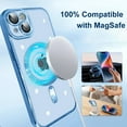 thumbnail image 3 of Magnetic Case for iPhone 14 Plus Case [Compatible with MagSafe] Camera Lens Protector Plating Luxury Cover for Women Men Clear Soft TPU Shockproof Protective Phone Case - Blue, 3 of 12