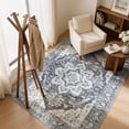 thumbnail image 3 of Toyoso 8x10 Large Persian Carpet - Vintage Charcoal & Slate Silicone Rug, 0.25" Low Pile Machine Washable Non-Slip Floor Cover for Dining Room, Pet Friendly Durable Artistic Indoor Rug, 3 of 9