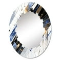 thumbnail image 2 of Designart "Symmetrical Abstract Blue Gold Fusion" Cubism Round Wall Mirror - Modern Oval Printed Decorative Oversized Mirror - Multiple Color Options, 2 of 4