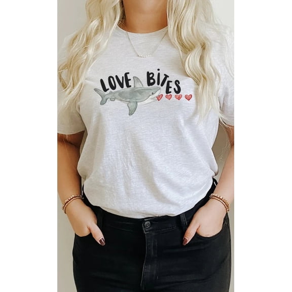 Love Bites Heart Eating Shark PLUS Graphic Tee T-Shirt