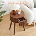 thumbnail image 4 of WIRRYTOR Set of 2 Modern Boho End Tables for Living Room, Round Fluted Side Tables with Drawer and Splayed Legs, Walnut Accent Tables, Walnut, 4 of 12