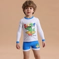 thumbnail image 4 of Gyratedream Baby Toddler Boys Long Sleeve Sunsuit Swimwear UPF 50+ Pullover Rash Guard and Swim Trunks Two Piece Outfit Set Kids Cartoon Print Swimsuit for 1-7 Years, 4 of 8