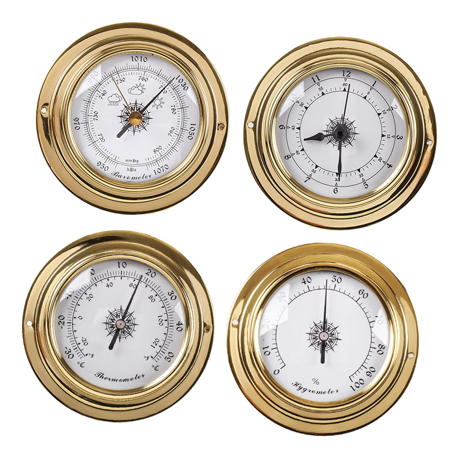 4Pcs Barometers Clock Meter Thermometer Hygrometer for Barn Yachting