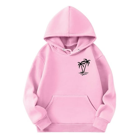 

Girl Zip up Sweatshirt Cropped Hoodies Girls Kids Kids Girls Sports Shirt Boy Girl Casual Coconut Tree Print Hoodie Pullover Solid Color Hooded Sweatshirt With Pocket Suitable For Teen