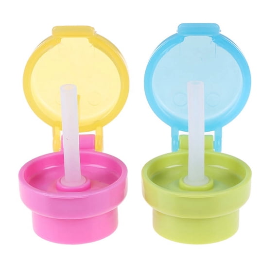 2Pcs Water Bottle Twist Cover Cap Portable Juice Soda Water Bottle Caps Cover with Straw for Children