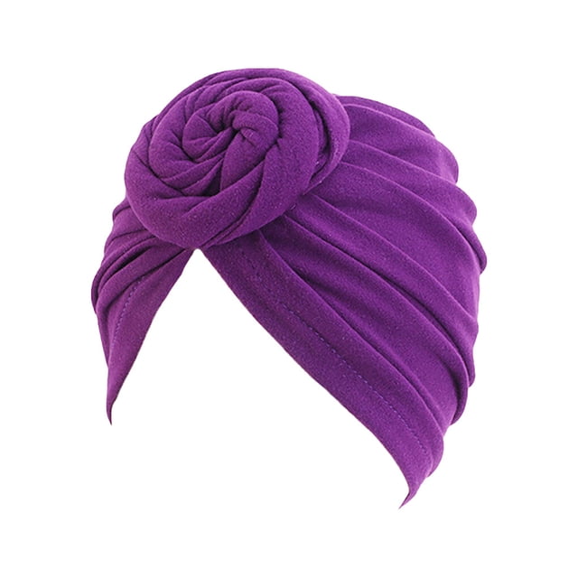Minnieouse Envolturas para la cabeza para mujer, diademas con nudos de flores en forma de V, gorro para dormir al tacto, gorro, accesorios Sombreros violeta
