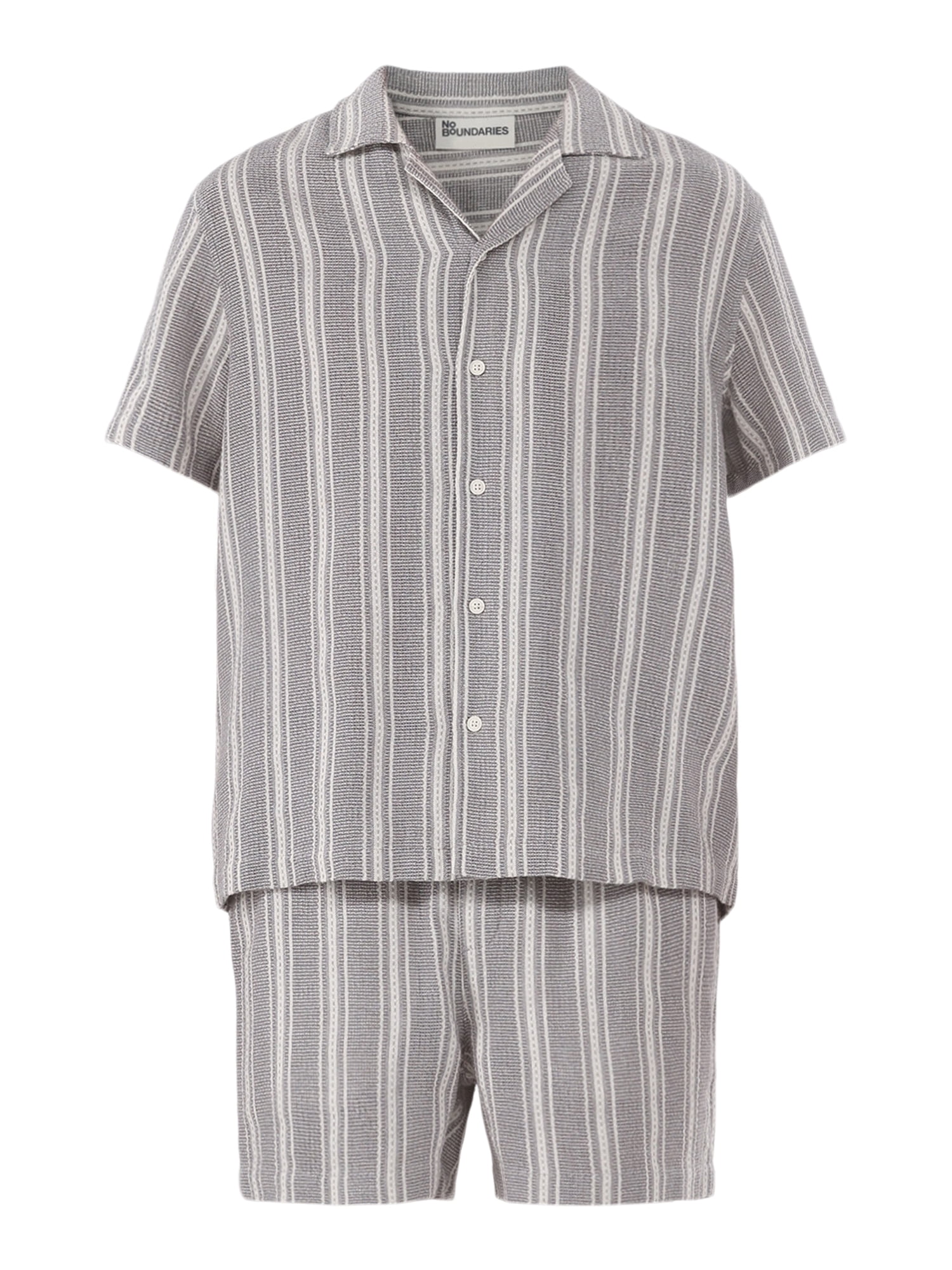 No Boundaries Textured Fabric Shirt with Short Sleeves, Men's & Big Men's