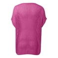 thumbnail image 4 of Crochet Coverups for Women Summer Cap Sleeve Hollow Out Casual Cruise Beach Vacation Tops Knit Pullover Sweater Hot Pink M, 4 of 7