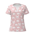 thumbnail image 3 of Naloa Rabbit And Cloud Print T-Shirts Short Sleeve V Neck Tees for Women Fashion Tops Trendy Lightweight Soft Casual Summer Outfits Clothes, 3 of 5