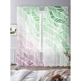 thumbnail image 3 of Ombre Green Pink Sheer Curtains 96 Inch Length 2 Panels Set Window Treatments, Summer Coastal Ocean Sea Beach Wave Rod Pocket Semi Curtains for Living Room/Bedroom/Kitchen Décor, 104"W x 96"L, 3 of 7