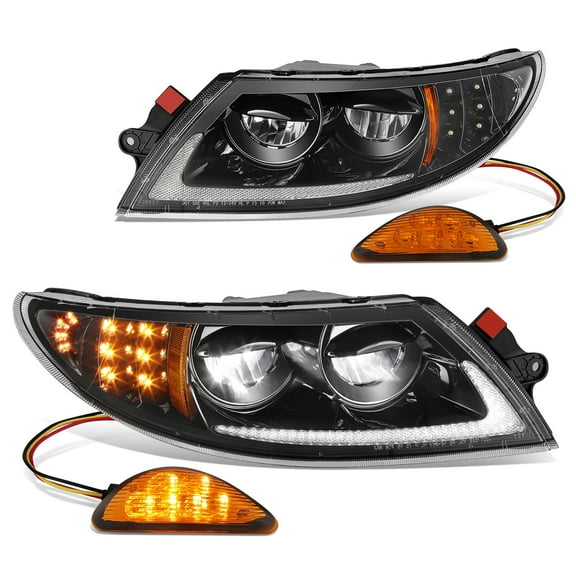 DNA Motoring Full LED Headlight Assembly for 02-15 International 4100-4400, Black