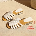 thumbnail image 4 of Avrnliq Womens Crystal Low Block Heel Slide Sandals, Open Toe Woven Strap Slip On Mules, Comfort Cushioned Footbed Summer Casual Dressy Sandals for Women, White,Size 5.5, 4 of 9