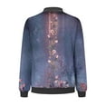 thumbnail image 4 of Edvintorg Bomber Jacket Womens 2025 Women's Zip Up Jackets Casual Fashion Vintage Printed Pocket Long Sleeve Coats Blue M, 4 of 5