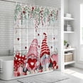thumbnail image 6 of Valentine's Gnomes Shower Curtain, Waterproof Shower Curtains for Bathroom, Weeping Eucalyptus Pink Red Love Heart Vintage Washable Fabric Bathtub Curtain Set Bath Decor with 12 Hooks 72"x78", 6 of 8
