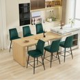 thumbnail image 5 of Set of 2 Simple Velvet Green Bar Stools - Adjustable Iron Feet, Contemporary Design, Comfortable Sponge Seat, 20"W x 18"D x 40"H, Perfect for Bar Counter, Kitchen, Dining Room, 5 of 9