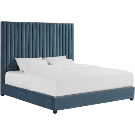 TOV Furniture Arabelle Sea Blue Velvet  Bed
